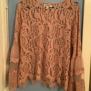 Long sleeve dusty pink lace blouse